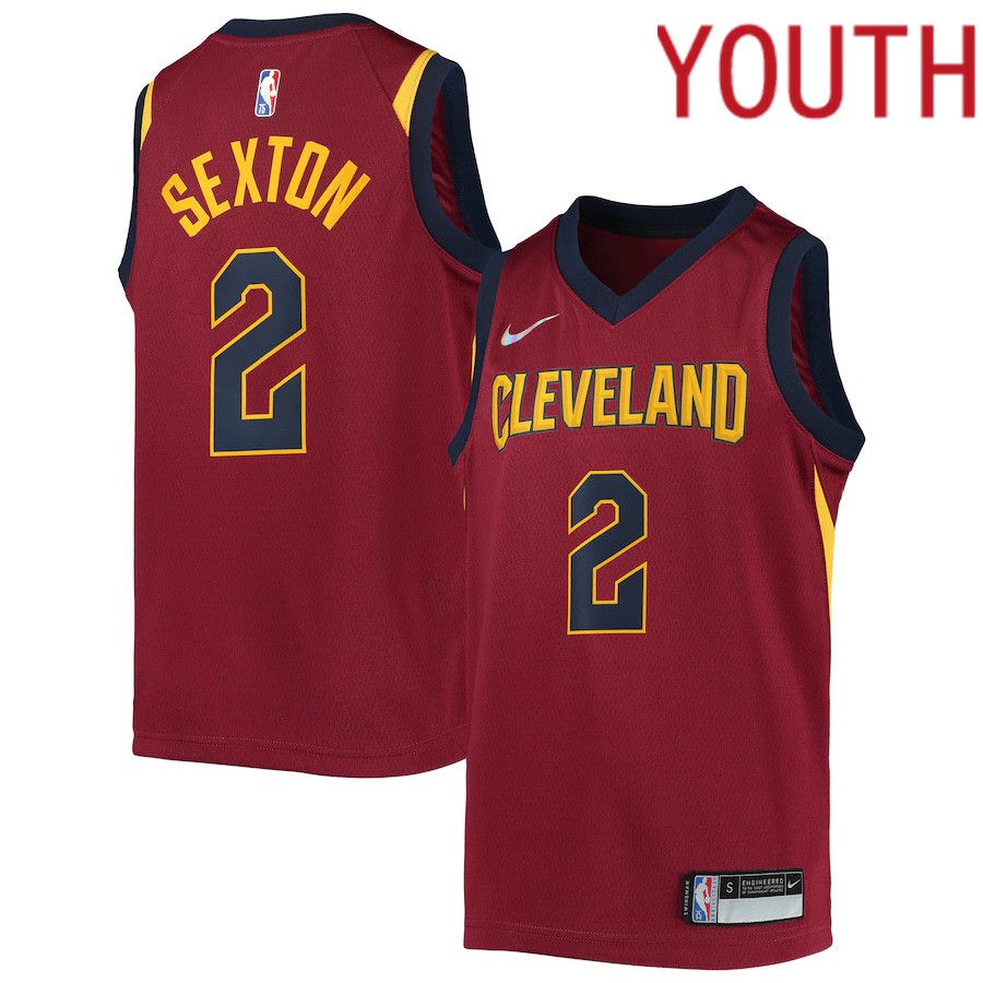 Youth Cleveland Cavaliers 2 Collin Sexton Nike Wine Diamond Swingman NBA Jersey